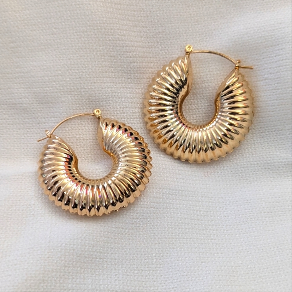 GOLD, titanium steel, seashell hoop, hook closure earrings